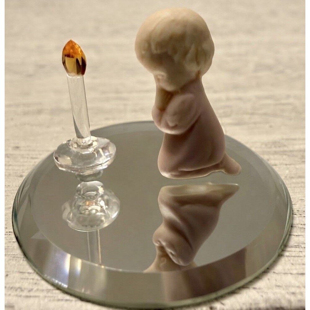 Card Gallery Vintage Mini Praying Child Figurine Mirror Base, Original Gift Box